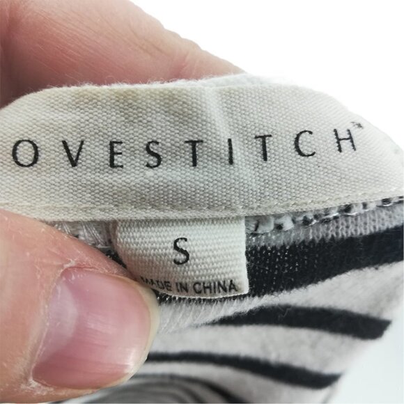 Lovestitch Linen Striped Shirt Size S Long Sleeve Distressed Lagonlook Hole Hem - Picture 11 of 12